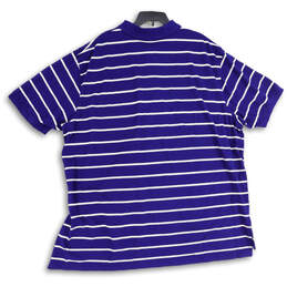 Mens Blue Striped Spread Collar Short Sleeve Golf Polo Shirt Size 4XB alternative image