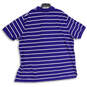 Mens Blue Striped Spread Collar Short Sleeve Golf Polo Shirt Size 4XB image number 2