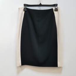 Womens Black Ivory Flat Front Side Zip Straight & Pencil Skirt Size 6 alternative image