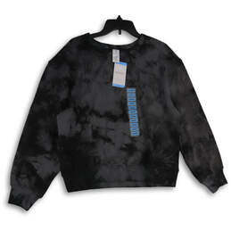 NWT Womens Gray Tie Dye Crew Neck Long Sleeve Pullover Sweatshirt Size L