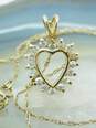 14K Yellow Gold CZ Open Heart Pendant Necklace 1.8g image number 2