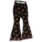 NWT Womens Black Floral Mesh High-Rise Flared Leg Trouser Pants Size 1 image number 4