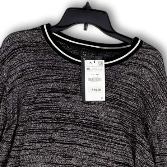 NWT Womens Black Silver Round Neck Long Sleeve Pullover Sweater Size XL image number 3