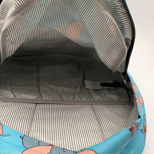 Womens Blue Flying Dumbo Printed Adjustable Strap Outer Pockets Backpack image number 5