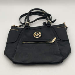 Womens Black Leather Inner Pockets Adjustable Strap Satchel Crossbody Bag