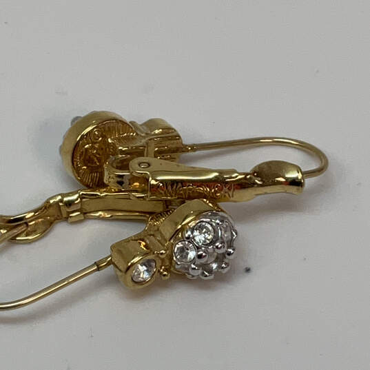 Designer Swarovski Gold-Tone Clear Crystal Clip On Hoop Earrings image number 4