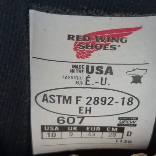 Red Wing Work Boots 607 10 SuperSole 2.0 Black Leather ASTM F2892-18 EH USA image number 5