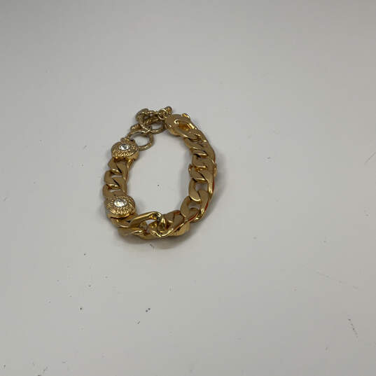 Designer Brighton Gold-Tone Rhinestone Toggle Clasp Curb Chain Bracelet image number 2