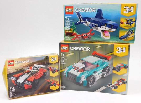 Creator Factory Sealed Sets 31100: Sports Car 31127: Street Racer & 31088: Deep Sea Creatures image number 1