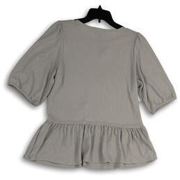 NWT Womens Gray Short Sleeve Round Neck Pullover Blouse Top Size Medium alternative image