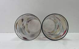 FOSTORIA Galleria Hurricane Shades Abstract Mosaic Art Glass 2pc Set alternative image