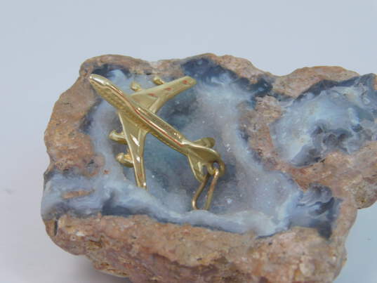 14K Yellow Gold Airplane Travel Wanderlust Pendant Charm for Repair 2.7g image number 4