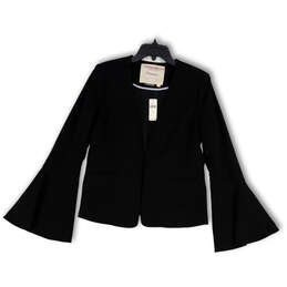 NWT Womens Black Long Bell Sleeve Pockets Open Front Blazer Size Medium