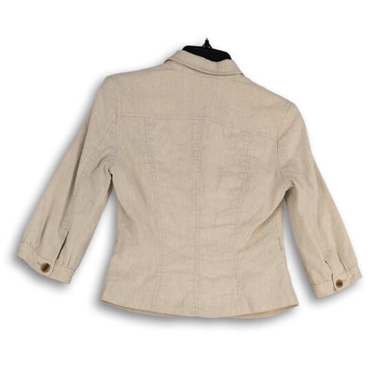 Womens Ivory Notch Lapel Pockets Long Sleeve Button Front Jacket Size 0 image number 2