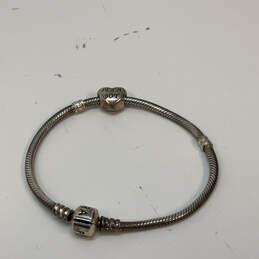 Designer Pandora 925 ALE Sterling Silver Snake Chain Heart Charm Bracelet alternative image