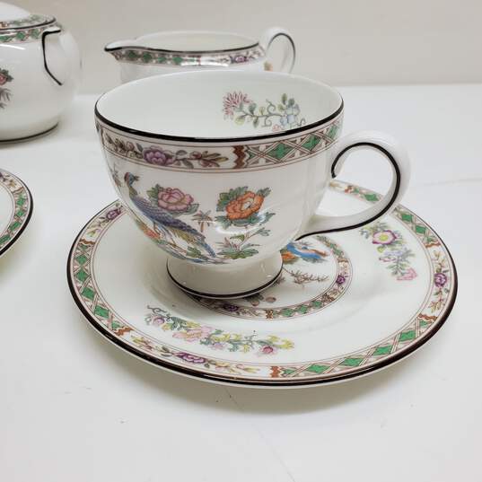 Wedgwood - Kutani Crane - Tea Set Lot 6 Piece Cups Saucers Milk Jug Lidded Sugar Bowl image number 3