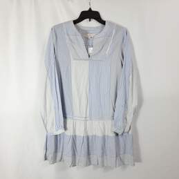 Loft Women Blue Stripe Long-sleeved Shirt Dress NWT sz XS