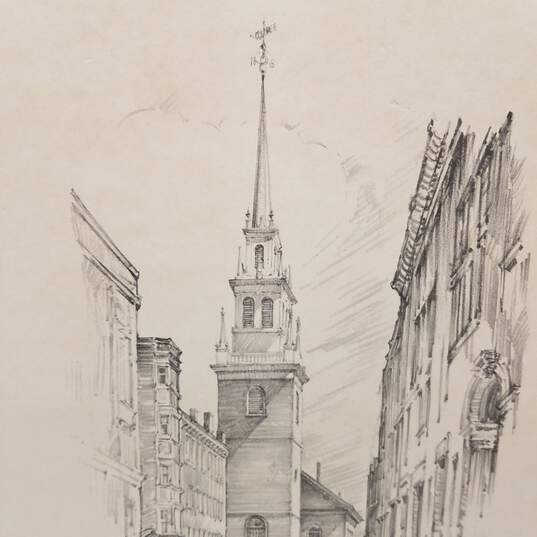 Charles H. Overly - Sketch of Historic Church - OLD NORTH CHURCH, BOSTON - Matted Print Lot of 2 image number 7