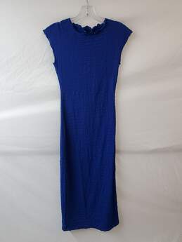 Zara Long Blue Short Sleeve Dress Size S