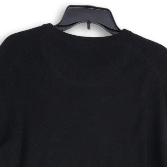Mens Black Tight-Knit V-Neck Long Sleeve Pullover Sweater Size Large image number 4