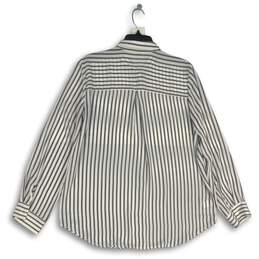 NWT Ann Taylor Womens White Black Striped Long Sleeve Button-Up Shirt Size Large alternative image