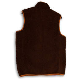 Mens Brown Fleece Sleeveless Mock Neck Pockets Full-Zip Vest Size Small alternative image