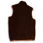 Mens Brown Fleece Sleeveless Mock Neck Pockets Full-Zip Vest Size Small image number 2