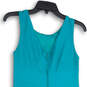 Womens Blue Sleeveless Round Neck Pockets Back Zip Sheath Dress Size 7 image number 4