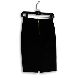 Womens Black Flat Front Back Zip Kne Length Straight & Pencil Skirt Size XS alternative image