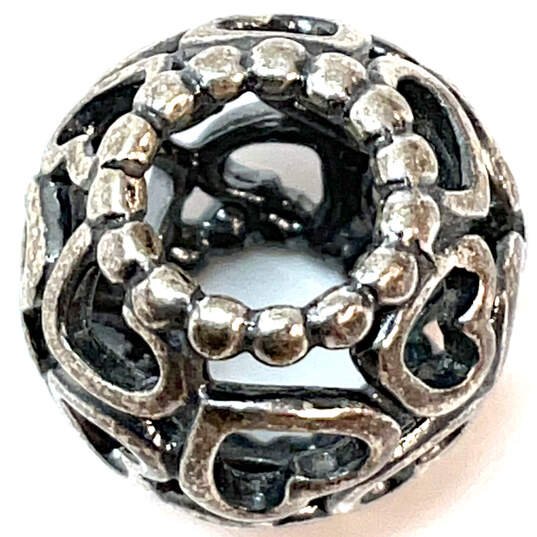 Designer Pandora Sterling Silver Openwork Heart Sphere Shape Beaded Charm image number 2