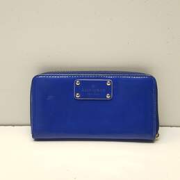 Kate Spade Cobalt Blue Patent Leather Zip Wallet