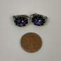 Designer Liz Palacios Silver Tone Natural Blue Sapphire Stone Stud Earrings image number 3