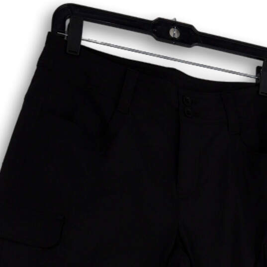 Womens Black Flat Front Cargo Pockets Stretch Cropped Pants Size P8 image number 4