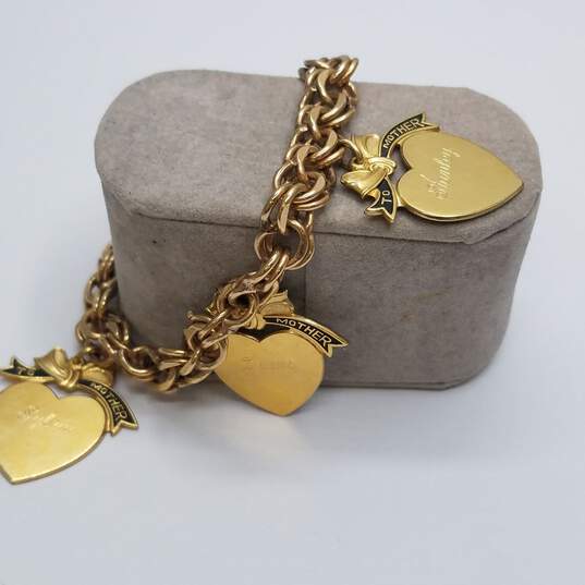 Gold Filled Engraved 3 Charm Bracelet 26.0g image number 1