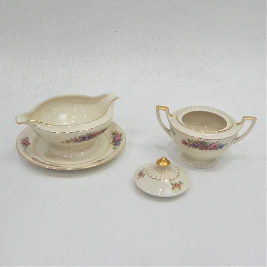 Thomas Ivory Bavaria Floral Gold Trim Gravy Boat w/ Attached Underplate & Sugar Bowl image number 1