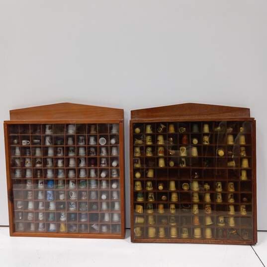 Thimble Collection in Wood Cases 2pc Lot image number 1