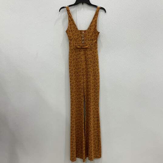 Free People Womens Brown Button Front Sleeveless One Piece Jumpsuit Size XS image number 1