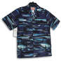 NWT Mens Navy Blue Collared Short Sleeve Hawaiian Button-Up Shirt Size M image number 1