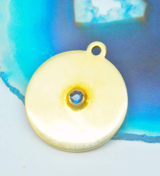 14K Yellow Gold Sapphire Circle Charm Pendant 3.2g image number 2