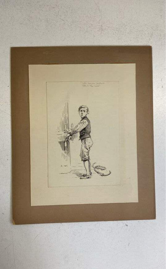 Lot of 4 Original Drawings Early 20th Century Drawing by Enoch Ward Signed. image number 3