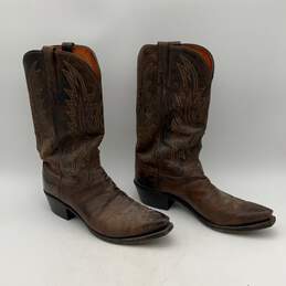 1883 By Lucchese Mens Brown Leather Pull-On Cowboy Western Boots Size 9.5 D