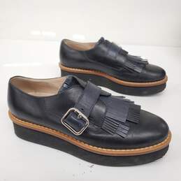 Tod's Kittie Black Leather Buckle Fringe Platform Loafers Women's Size 9 alternative image