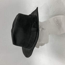 Womens Black Round Brim Leather Belted Fedora Hat Size M alternative image