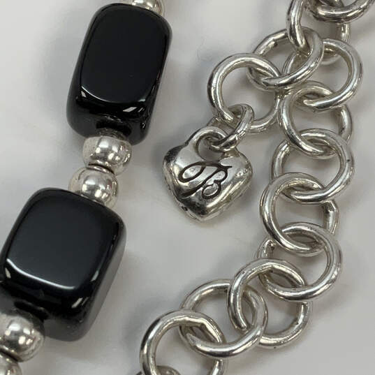 Designer Brighton Silver-Tone Black Beads Engraved Pendant Necklace image number 4
