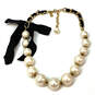 Designer Kate Spade Gold-Tone White Faux Pearl Link Chain Beaded Necklace image number 2