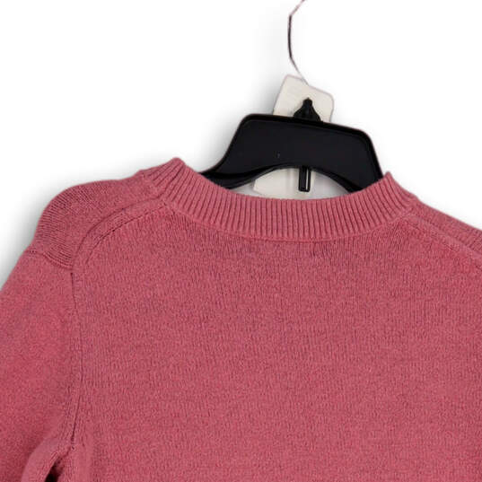 Womens Pink Crew Neck Long Sleeve Knitted Pullover Sweater Size Small image number 4