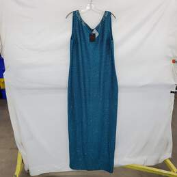 St. John Cerulean Multi Embellished Knit Long Evening Dress WM Size 14 NWT