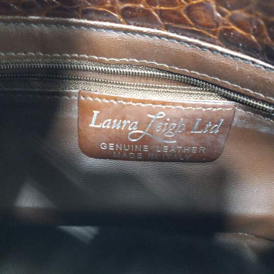 Women's Brown Laura Leigh Ltd. Genuine Leather Zip Animal Print Shoulder Bag image number 5