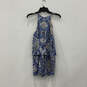 NWT Womens Blue Floral Print Sleeveless Round Neck One-Piece Romper Size S image number 2