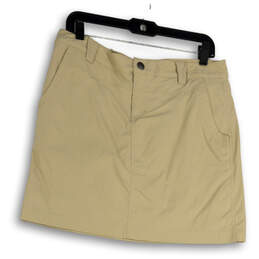 Womens Beige Flat Front Slash Pocket Regular Fit Skort Skirt Size 8